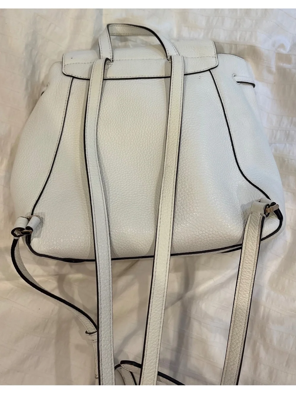 KATE SPADE LEILA LEATHER STRIPE CANVAS MEDIUM FLAP BACKPACK BAG MULTI